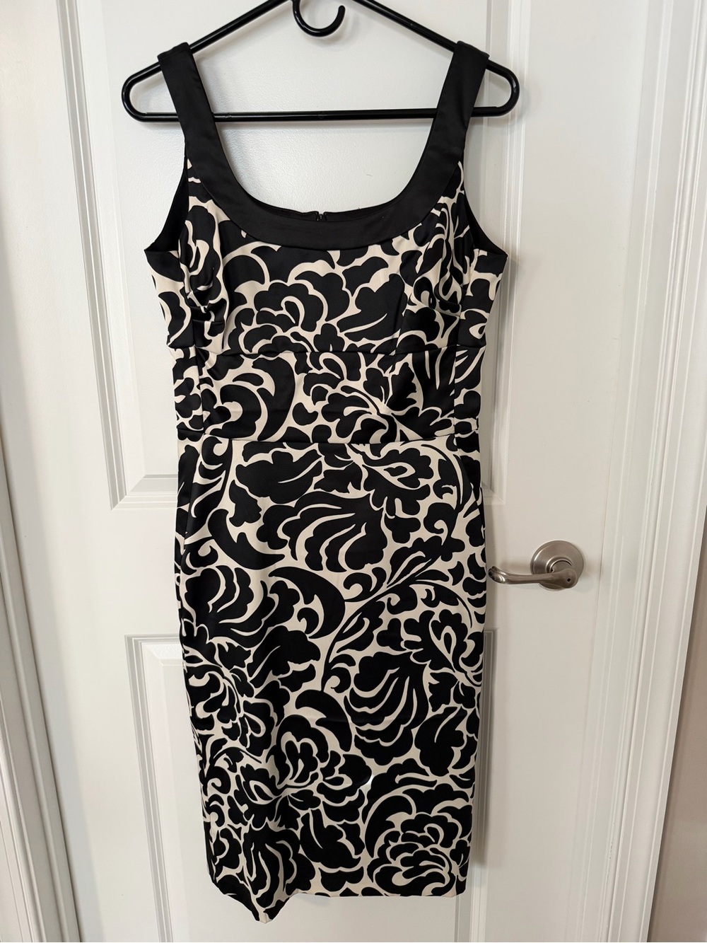 Sleeveless Black and Cream Floral Dress